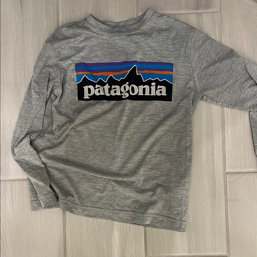 Patagonia Gray Crewneck Shirt with Iconic Logo
